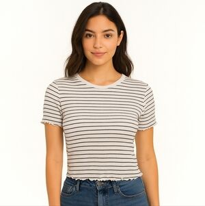 Wild Fable Black Nautical Fringed Preppy Youth Girls Top Sz Lg